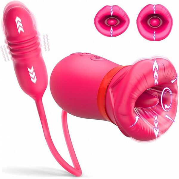 Vibrador de Clitóris e Penetração em Formato de Boca e Vai e Vem