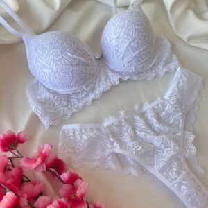 Conjunto de Lingerie Mariah com Bojo Liso Branco