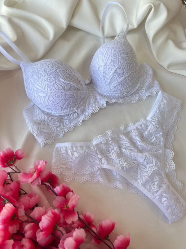 Conjunto de Lingerie Mariah com Bojo Liso Branco