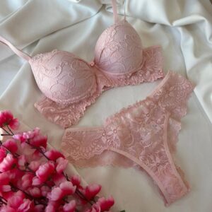Conjunto de Lingerie Mariah com Bojo Liso Rosa Claro